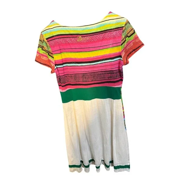 Desigual Womens Floral Geometric Print Dress Short Sleeve Multicolor 51V20X2 - Picture 3 of 6
